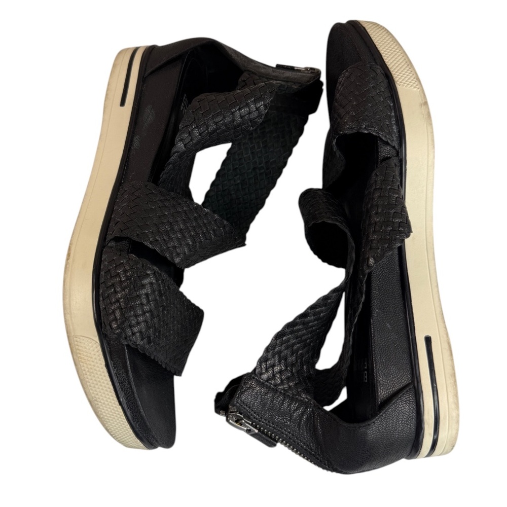 Eileen Fisher Sport Woven Leather Platform Sandal Sneakers Black Size 8 - Picture 4 of 13